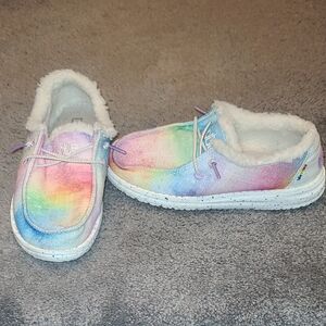 Tie-Dye Slip-On Faux Fur Lined Casual Shoes